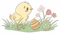Easter chick with eggs, spring holiday and festive season. vector design Generative AI Royalty Free Stock Photo