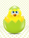 Easter chick hatched from egg over dots background Royalty Free Stock Photo