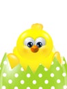 Easter chick hatching from colorful egg isolated over white Royalty Free Stock Photo