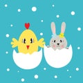 Easter Chicken bunny egg illustration vector pattern