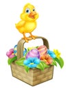 Easter Chicken Chick Egg Basket Royalty Free Stock Photo