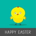 Easter chicken. Flat design style. Card.