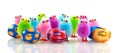 Easter chicks with eggs Royalty Free Stock Photo