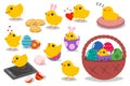 Easter chicks vector cartoon set Royalty Free Stock Photo