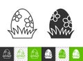 Easter chocolate egg in grass line vector icon