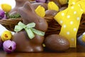 Easter chocolate hamper of eggs and bunny rabbits Royalty Free Stock Photo