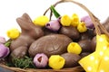 Easter chocolate hamper of eggs and bunny rabbits Royalty Free Stock Photo