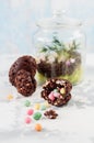 Easter Chocolate and Puffed Wheat Egg with Surprise Royalty Free Stock Photo