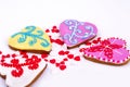 Easter cokkie. Gingerbread easter cookies in shape of heart. White background Royalty Free Stock Photo