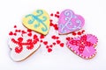 Easter cokkie. Gingerbread easter cookies in shape of heart. White background Royalty Free Stock Photo