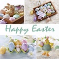 Easter collage with pastel color decorations Royalty Free Stock Photo