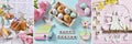 Easter collage in pastel color Royalty Free Stock Photo