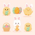 Easter Collection Cute Chick with easter eggs. Royalty Free Stock Photo