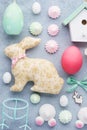 Easter collection. Rabbit, funny bunny butts, sweets and eggs Royalty Free Stock Photo