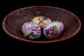 Easter colored eggs on a plate Royalty Free Stock Photo