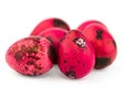 Easter colored quail eggs isolated