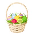 Easter colorful eggs in basket. Vector illustration. Royalty Free Stock Photo