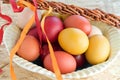 Easter colorful eggs and withe