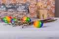 Easter compositie wit lamb, eggs and willow branches Royalty Free Stock Photo