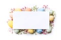 Easter composition of Easter quail eggs and flowers Royalty Free Stock Photo