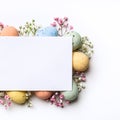 Easter composition of Easter quail eggs and flowers Royalty Free Stock Photo