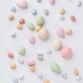 Easter composition on white backgrount, top view Royalty Free Stock Photo