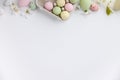 Easter composition on white backgrount, top view Royalty Free Stock Photo