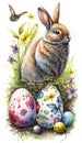 easter conceptual conceptual image. happy Easter. rabbit made with cyan illustration for frame arts and design, generative ai Royalty Free Stock Photo