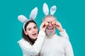 Easter couple. Smiling happy spring couple looking camera. Royalty Free Stock Photo