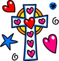 Easter Cross Cartoon Doodle
