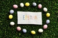 Easter cross stitch and speckle eggs