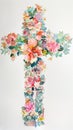 Easter Cross with Watercolor Flowers