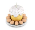 Easter cupcake with eggs on a white background. 3d rendering