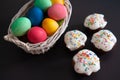 Easter Cupcakes And Colorful Painted Eggs