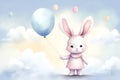 Cartoon animal easter balloon greeting cute card rabbit illustration art baby