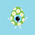 Easter cute eye ball in egg costume icon