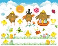 Easter cute set of design elements