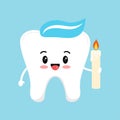 Easter cute tooth with candle dental icon isolated on background. Royalty Free Stock Photo