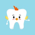 Easter cute tooth in chicken costume dental icon isolated on background. Royalty Free Stock Photo