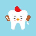 Easter cute tooth in hen costume dental icon isolated on background. Royalty Free Stock Photo