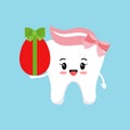 Easter cute tooth with red egg dental icon isolated on background Royalty Free Stock Photo