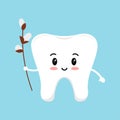 Easter cute tooth with willow dental icon isolated on background Royalty Free Stock Photo