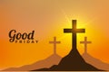 Easter day and good friday scene with three cross