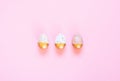 Easter decor with eggs, pastel background. Minimal Easter holiday concept