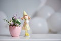 Easter decor in the form of a doll with an egg Royalty Free Stock Photo