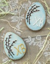 Easter eggs on the background boards Royalty Free Stock Photo