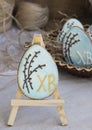 Easter eggs on the background boards Royalty Free Stock Photo