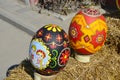 Easter decoration: a big easter egg with colored lights Royalty Free Stock Photo