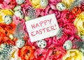 Easter decoration flowers and eggs. Happy Easter Royalty Free Stock Photo