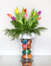 Easter Decoration with Hand-painted Easter Eggs. Royalty Free Stock Photo